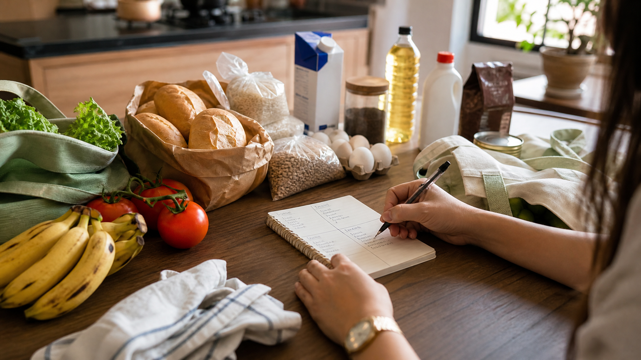 Lista de compras organizada por categorias para mercado render e faltar menos.