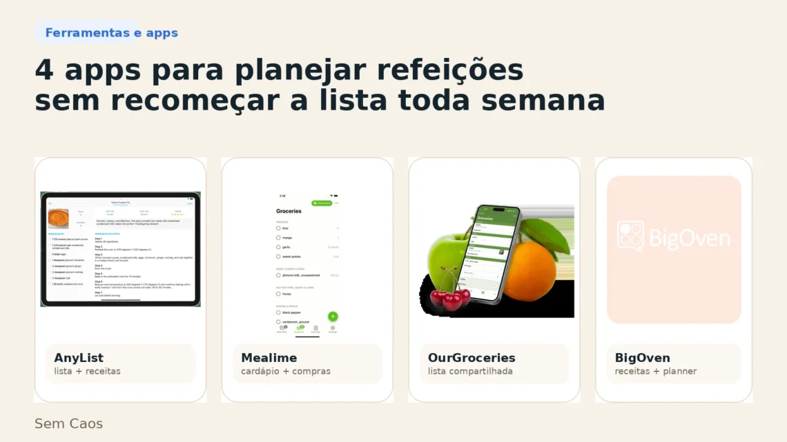 4 apps para planejar refeições da semana e montar a lista de compras sem começar do zero