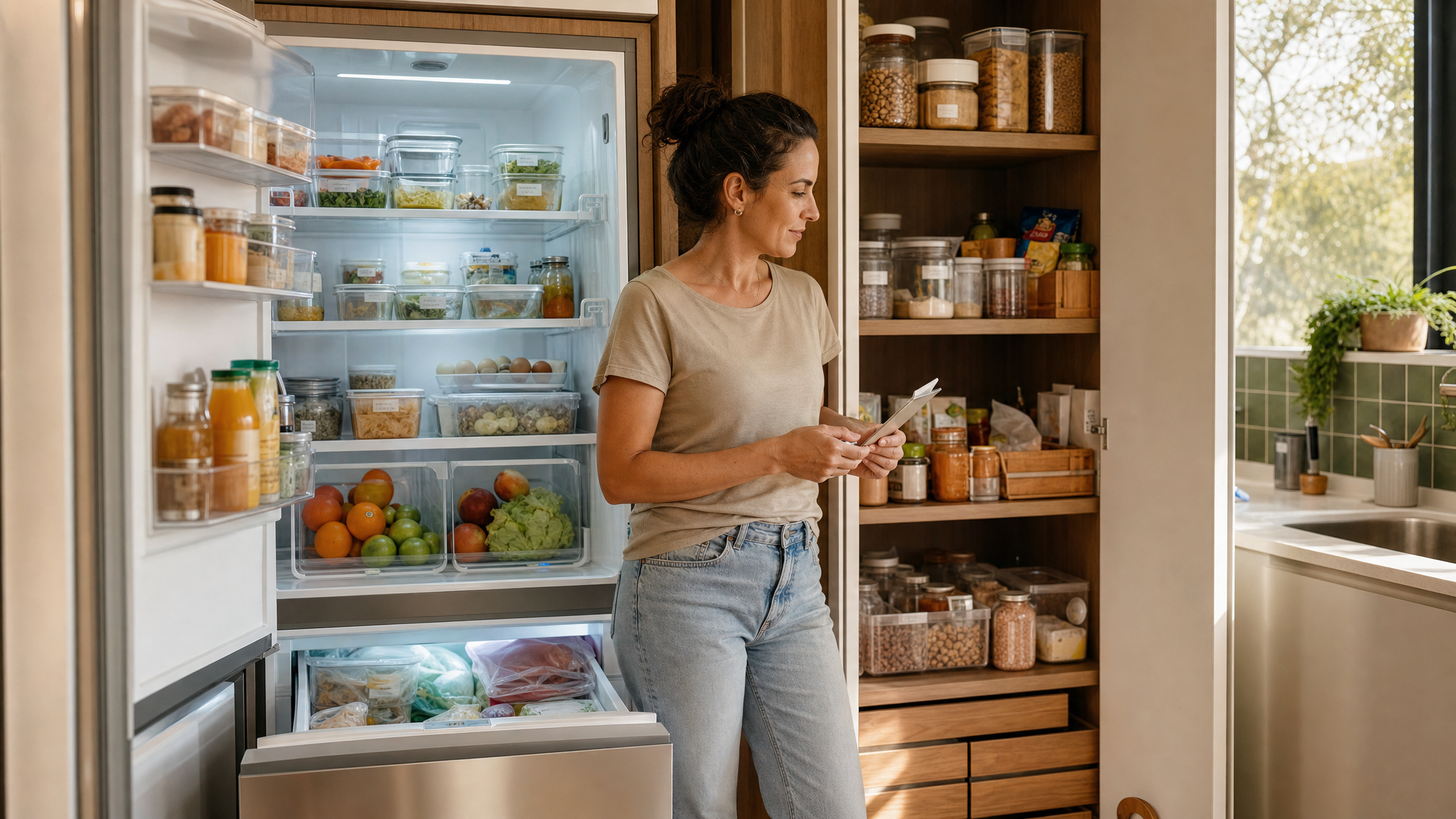 Organização de geladeira e despensa em revisão mensal da casa