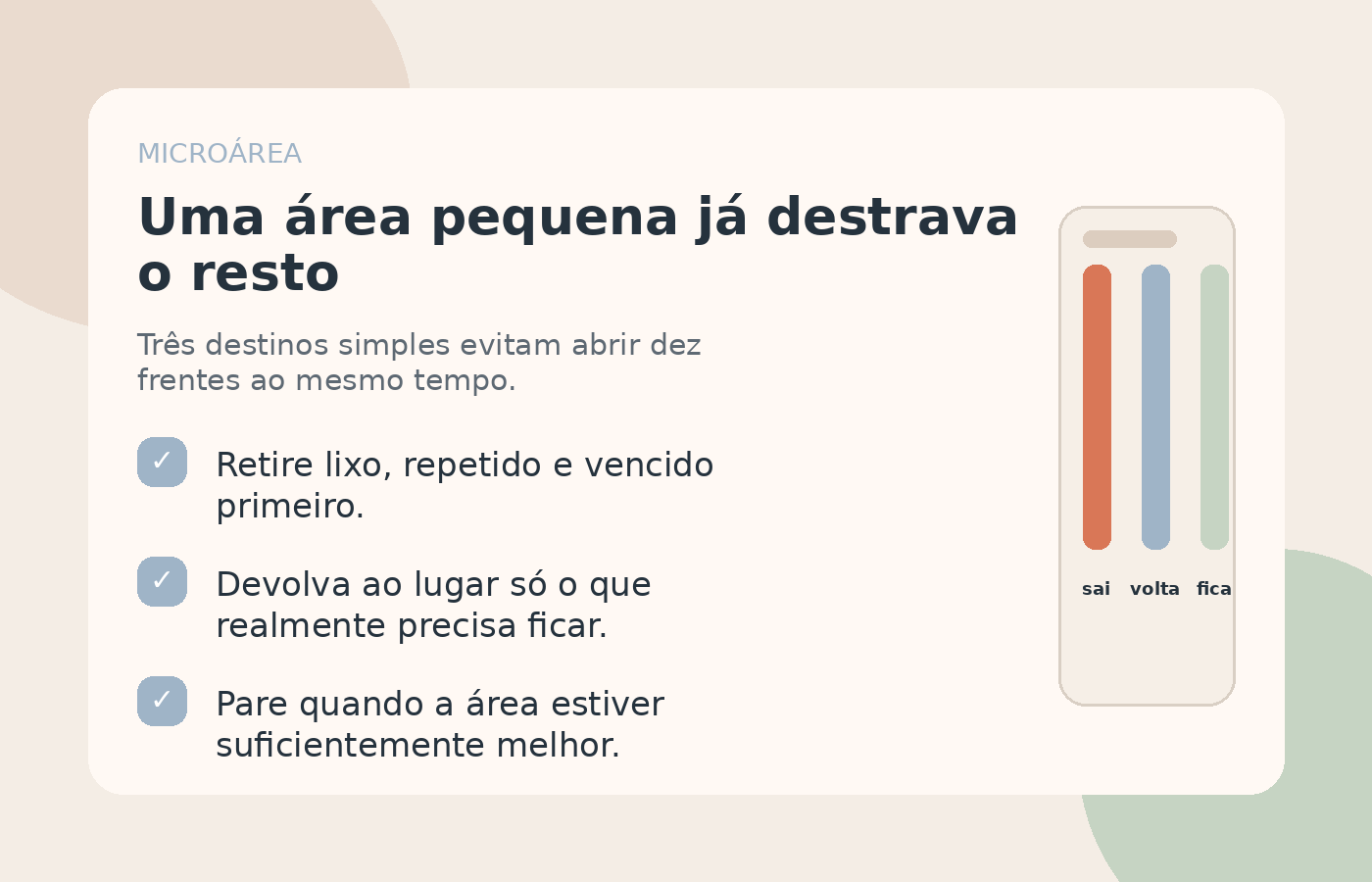 Exemplo visual de destralhe por microárea com poucos destinos claros