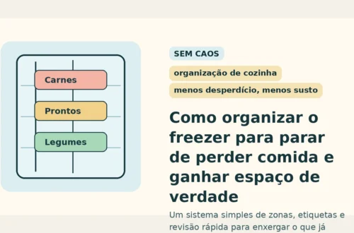 Capa editorial sobre organizar o freezer para reduzir desperdício e ganhar espaço