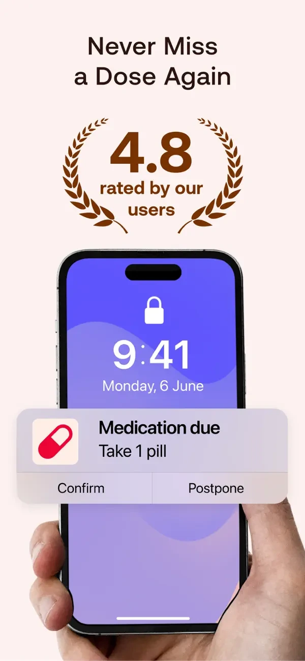 Tela oficial do app MyTherapy mostrando lembretes, plano de medicamentos e acompanhamento de rotina de saúde.