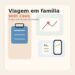 Ilustração editorial com mala, mapa, celular e recibo para representar apps que ajudam a organizar viagem em família sem caos.