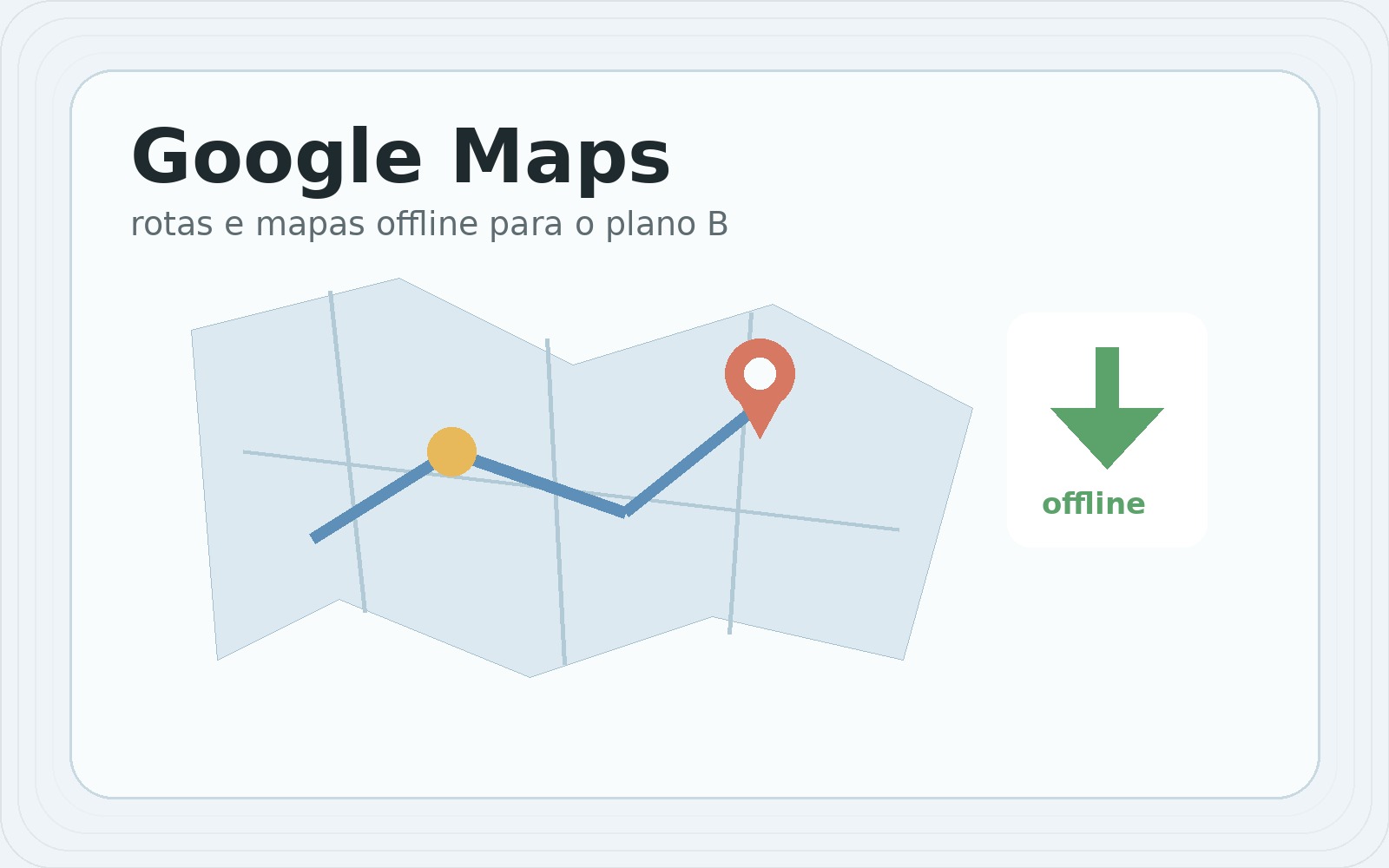 Ilustração editorial inspirada no Google Maps com rota, pin e uso offline para viagem em família.