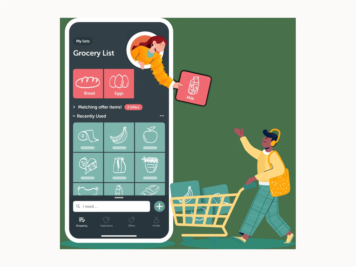 Tela do app Bring! mostrando compartilhamento de lista de compras em celular.
