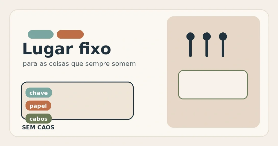 Card do Sem Caos com o texto Lugar fixo para as coisas que sempre somem.