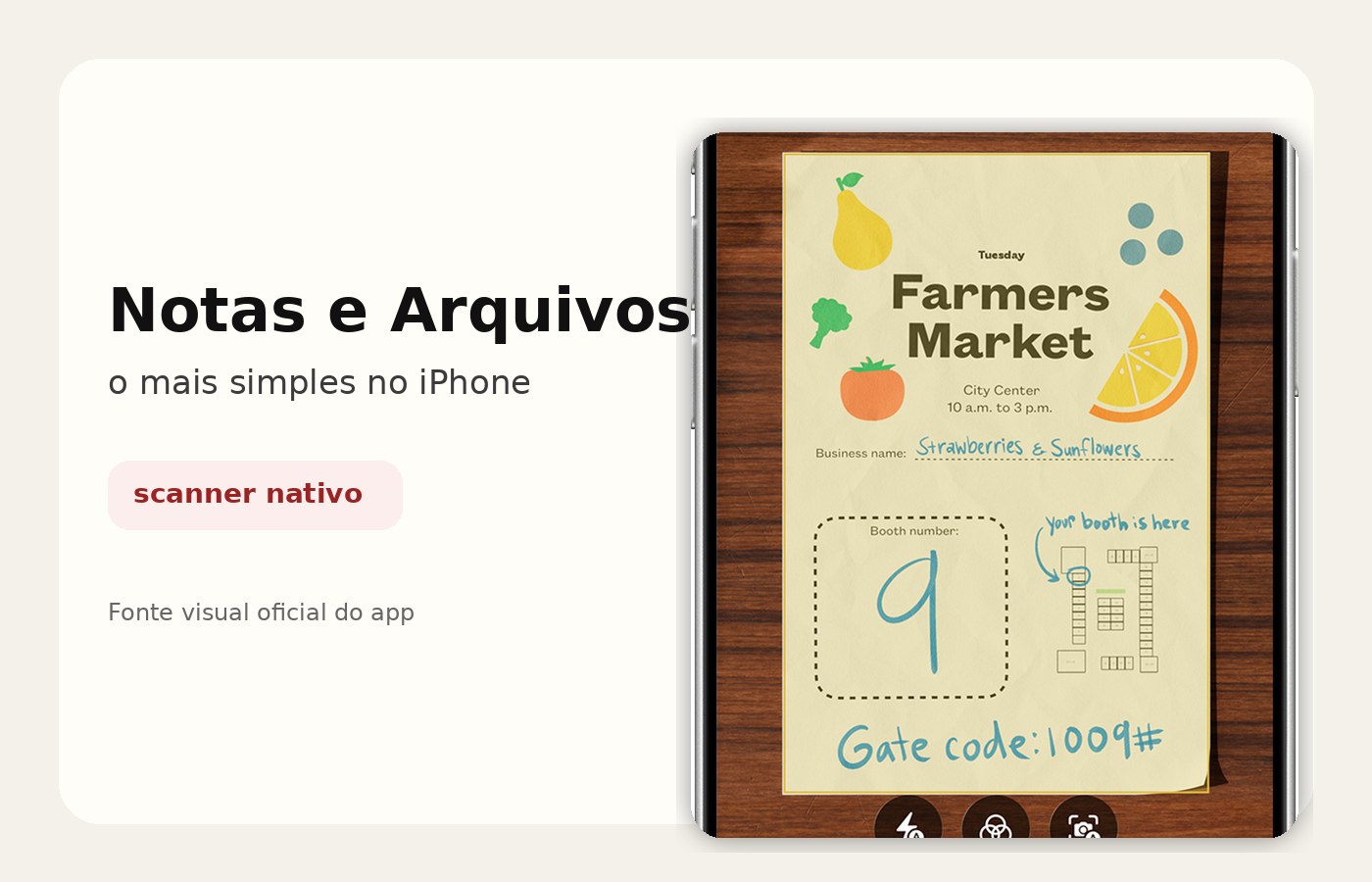 Tela do iPhone mostrando o recurso de escanear documentos no app Notas.