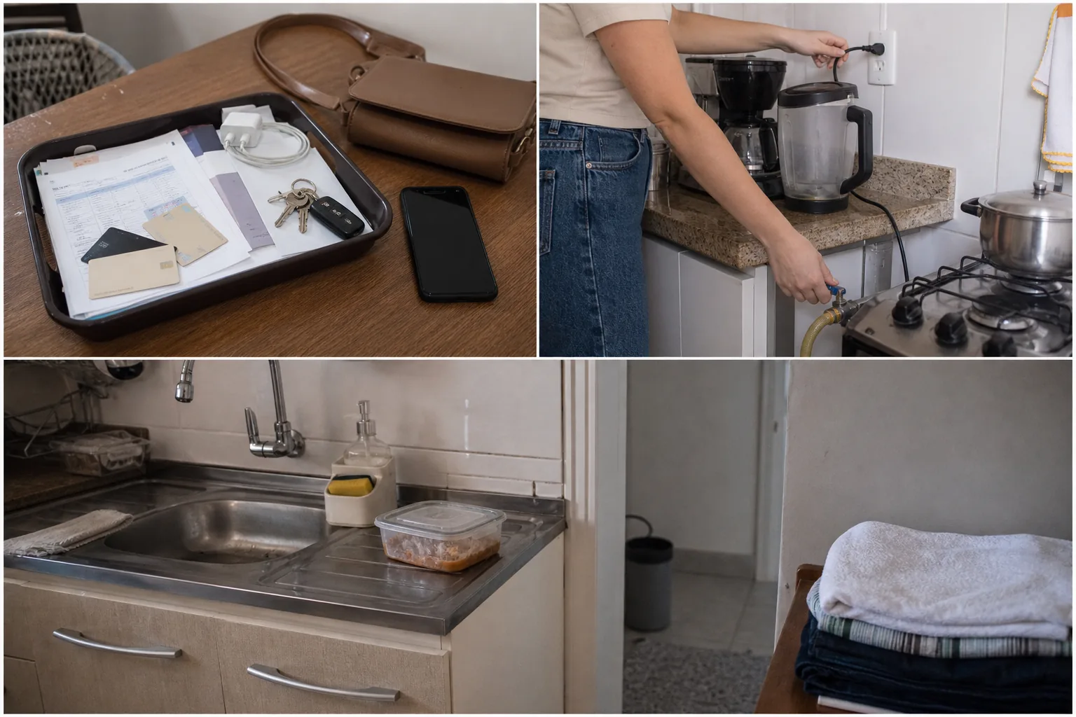 Pessoa desligando aparelho de cozinha e conferindo o gás antes de viajar