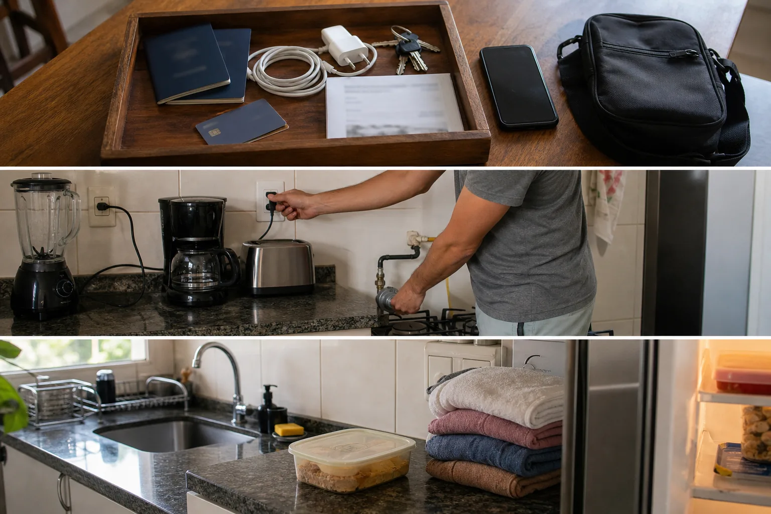 Cozinha simples limpa e item pronto para a volta do feriado