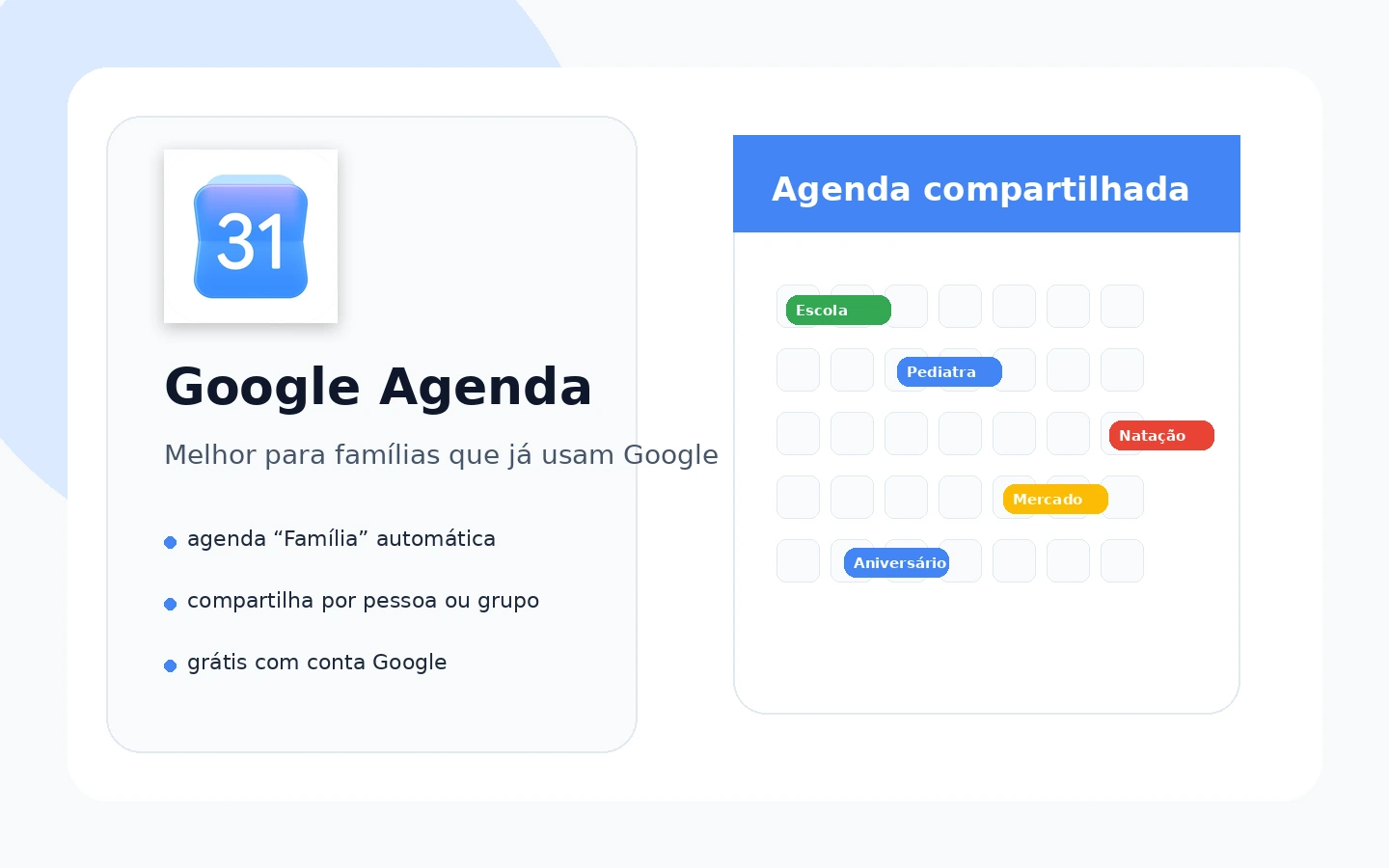 Google Agenda como opção de agenda compartilhada para a família
