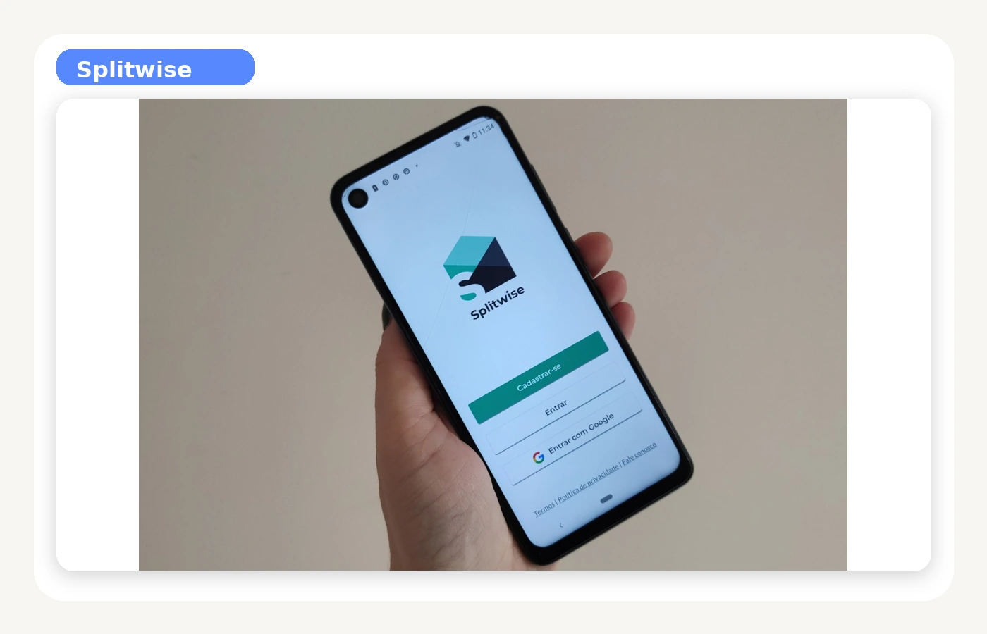 Tela do Splitwise usada para dividir despesas compartilhadas entre pessoas.