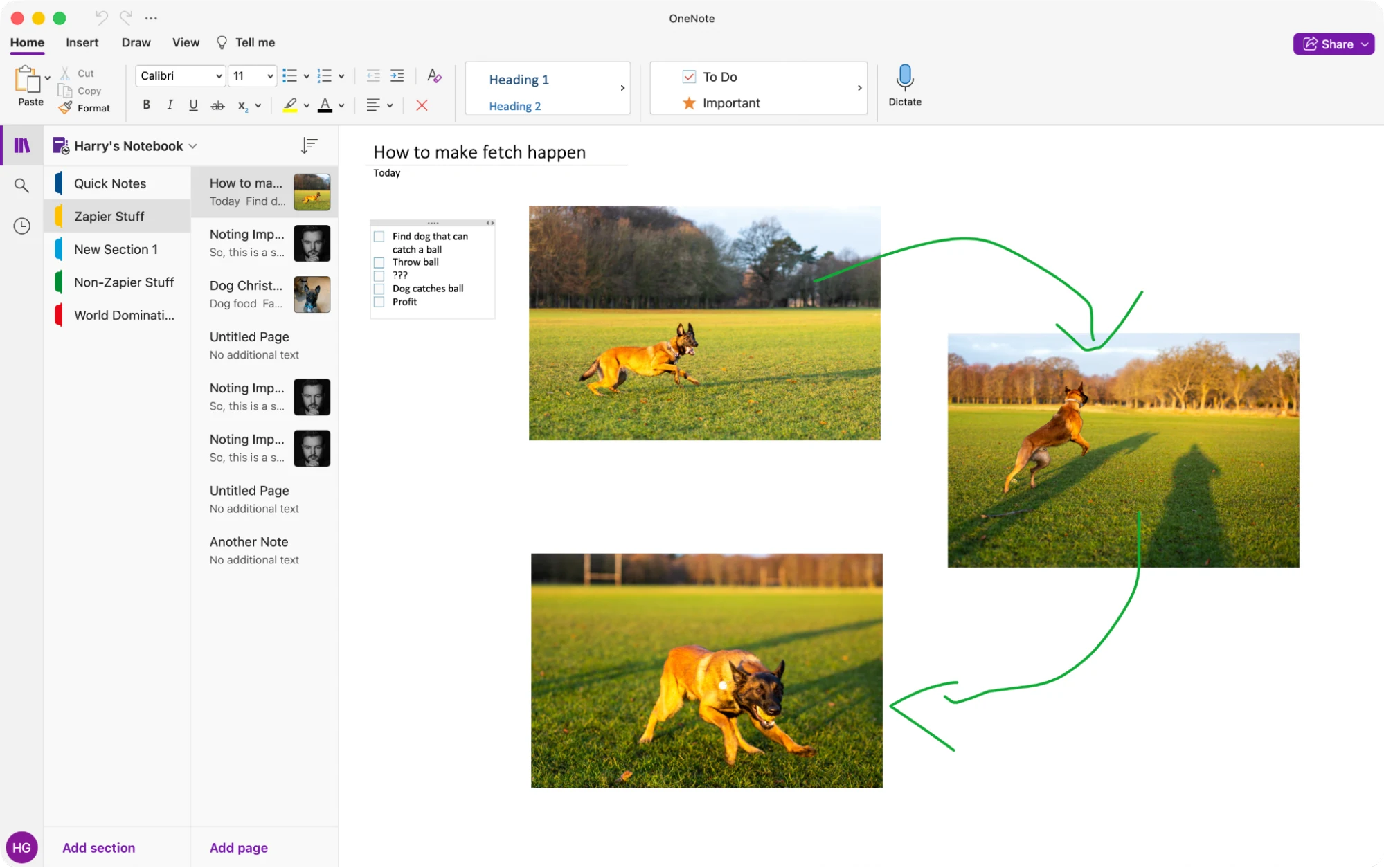 Interface do Microsoft OneNote com cadernos e páginas organizadas.