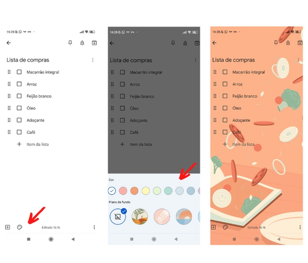 Tela do Google Keep mostrando nota compartilhada e checklist útil para recados e itens da escola.