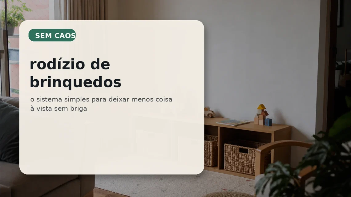 Capa do Sem Caos sobre rodízio de brinquedos para deixar menos coisa à vista sem briga.