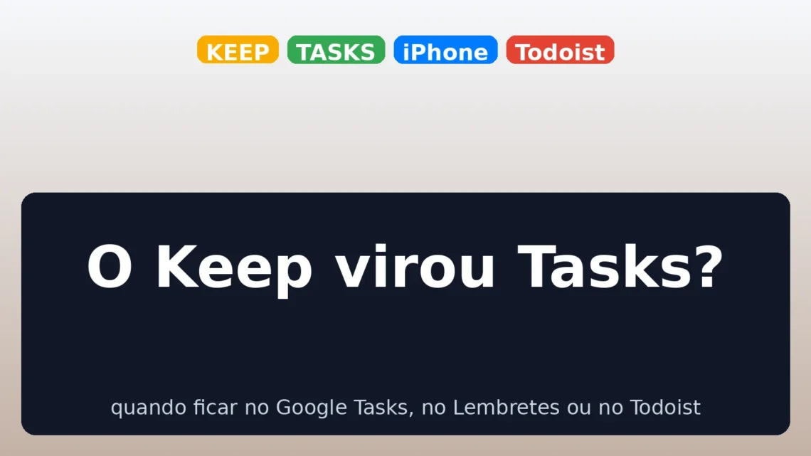 Card editorial do Sem Caos explicando a mudança do Google Keep para o Google Tasks e quando faz sentido ir para Lembretes ou Todoist.