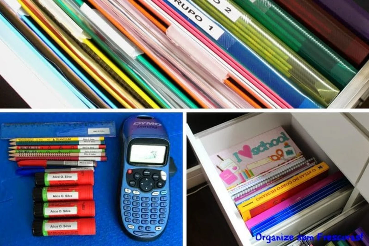 Cantinho de estudos infantil com mesa compacta e organização simples.