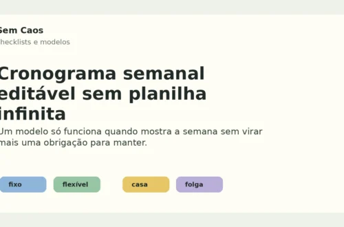 Capa sobre cronograma semanal editável simples.