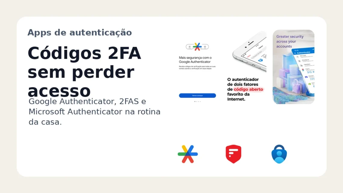 Capa revisada do post sobre Google Authenticator, 2FAS e Microsoft Authenticator