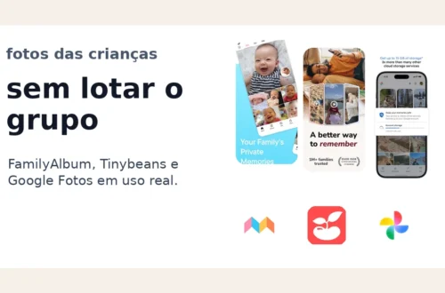 Capa comparando FamilyAlbum, Tinybeans e Google Fotos.