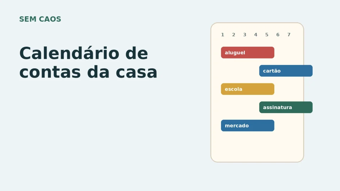 Card do Sem Caos sobre calendário de contas da casa.