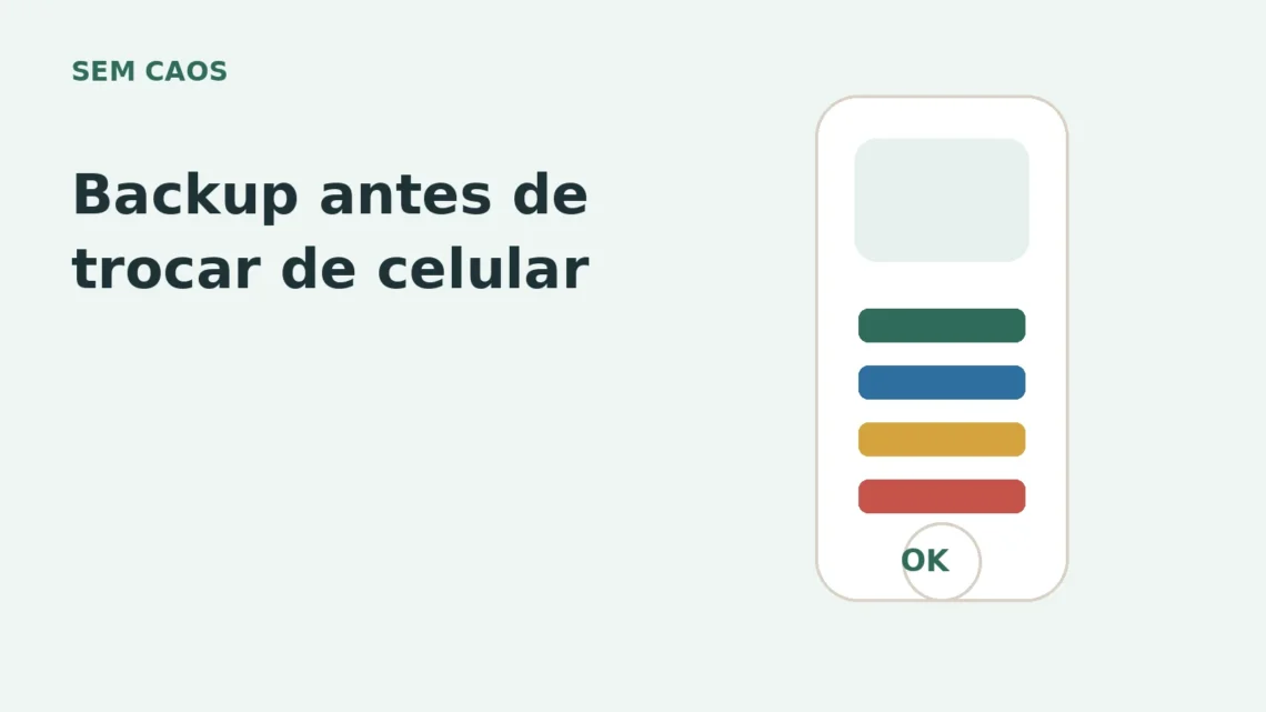 Card do Sem Caos sobre backup antes de trocar de celular.