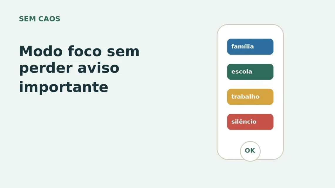 Card do Sem Caos sobre modo foco no celular.
