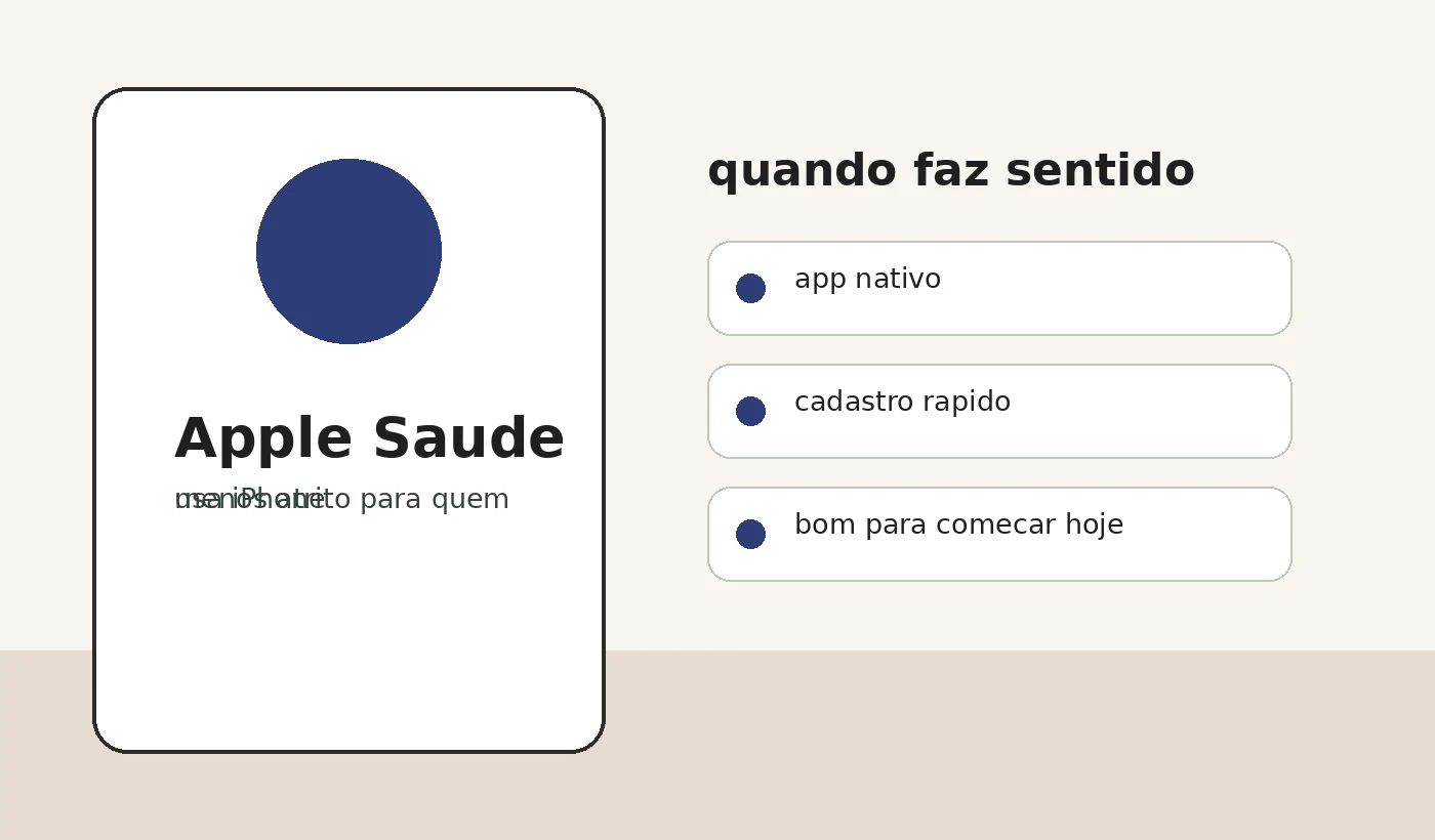 Cartao editorial do Apple Saude com lembrete de medicamentos no iPhone.