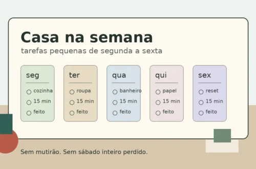 Lista de tarefas domésticas de segunda a sexta sem mutirão