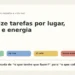 Capa com etiquetas de tarefas por lugar, tempo e energia.